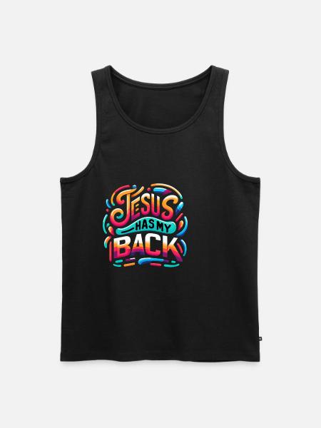 Jesus Has My Back 24 - Männer Premium Bio Tank Top - Schwarz