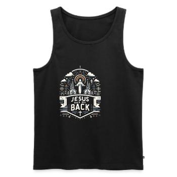 Jesus Has My Back 28 - Männer Premium Bio Tank Top - Schwarz - Vorne - AI Model Male 178 light (178cm)