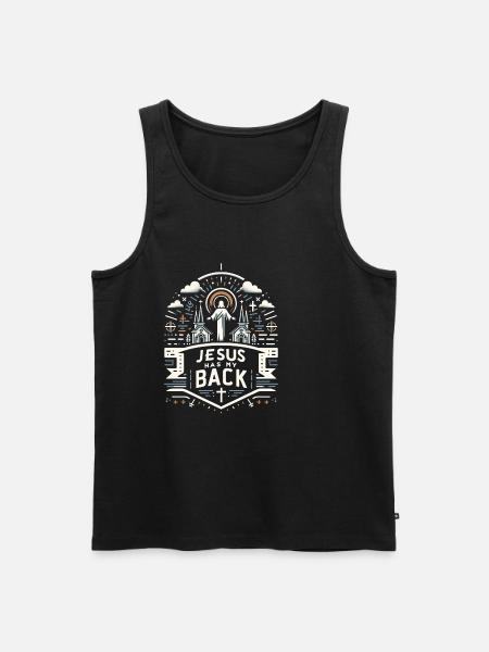 Jesus Has My Back 28 - Men's Premium Organic Tank Top - black