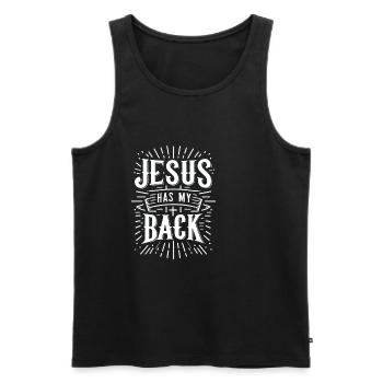Jesus Has My Back 31 - Männer Premium Bio Tank Top - Schwarz - Vorne - AI Model Male 178 light (178cm)