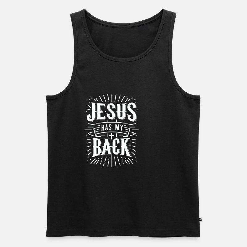 Jesus Has My Back 31 - Männer Premium Bio Tank Top - Schwarz