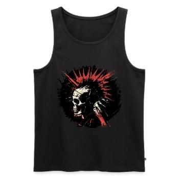 "Rebellion Resonance" - Punk Skull Inferno - Men's Premium Organic Tank Top - black - Front - AI Model Male 178 light (178cm)