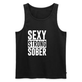 Sexy Strong Sober - Men's Premium Organic Tank Top - black - Front - AI Model Male 178 light (178cm)