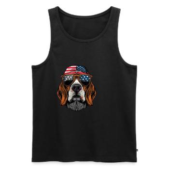Beagle Dog with American Sunglasses - Men's Premium Organic Tank Top - black - Front - AI Model Male 178 light (178cm)
