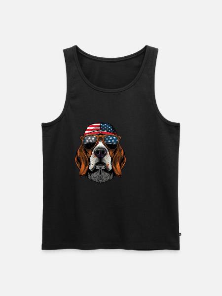 Beagle Dog with American Sunglasses - Men's Premium Organic Tank Top - black