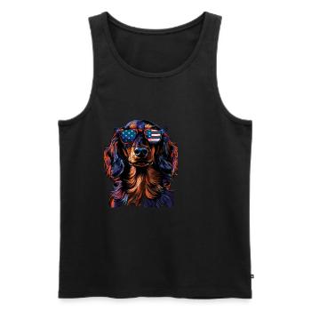 Dachshund with American Sunglasses - Men's Premium Organic Tank Top - black - Front - AI Model Male 178 light (178cm)