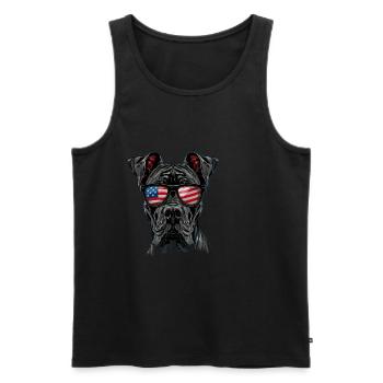 Great Dane with American Sunglasses - Men's Premium Organic Tank Top - black - Front - AI Model Male 178 light (178cm)