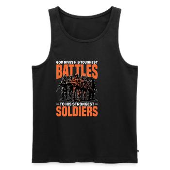 God Gives His Toughest Battles To His Strongest 10 - Men's Premium Organic Tank Top - black - Front - AI Model Male 178 light (178cm)