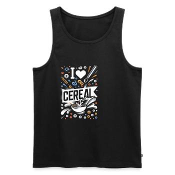 J’aime les céréales 14 - Débardeur bio Premium Homme - noir - Devant - AI Model Male 178 light (178cm)