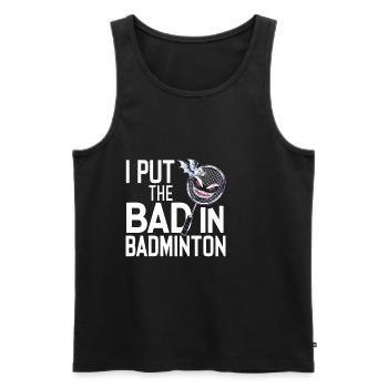 J’ai mis le mauvais dans le badminton 12 - Débardeur bio Premium Homme - noir - Devant - Michal (187cm)