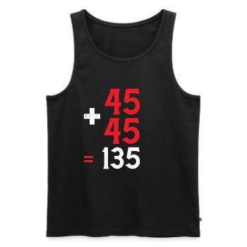 45 + 45 = 135 28 - Men's Premium Organic Tank Top - black - Front - AI Model Male 178 light (178cm)