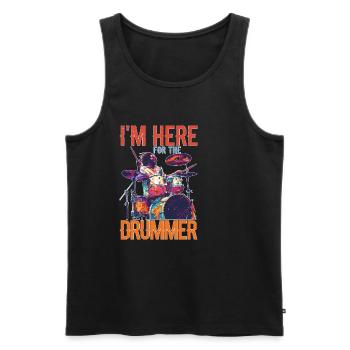 I'm Here For The Drummer 16 - Männer Premium Bio Tank Top - Schwarz - Vorne - Michal (187cm)