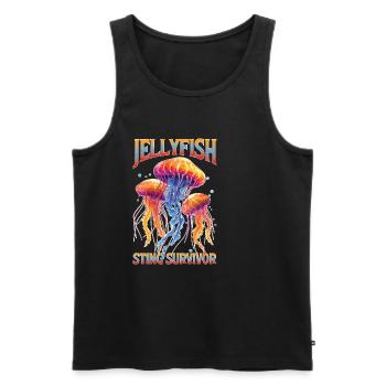 Jellyfish Sting Survivor 20 - Männer Premium Bio Tank Top - Schwarz - Vorne - AI Model Male 178 light (178cm)