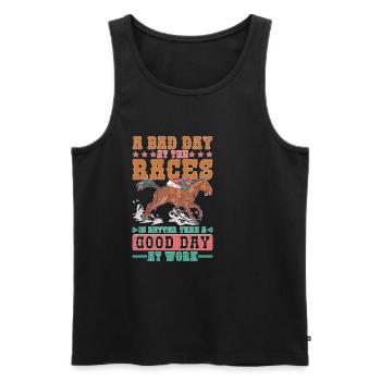 A Bad Day At Races Is Better Than A Day At Work 1 - Men's Premium Organic Tank Top - black - Front - AI Model Male 178 light (178cm)