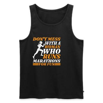 Ne plaisantez pas avec une femme qui court des marathons 3 - Débardeur bio Premium Homme - noir - Devant - Michal (187cm)