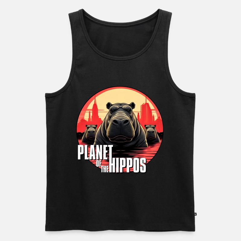 Planet der Nilpferde - Männer Premium Bio Tank Top - Schwarz
