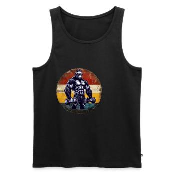 Muscular Gorilla Bodybuilder Gym Workout Sunset - Männer Premium Bio Tank Top - Schwarz - Vorne - AI Model Male 178 light (178cm)