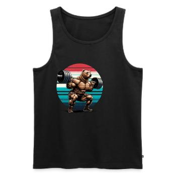 Strong Bear Weightlifter Squat Gym Workout - Men's Premium Organic Tank Top - black - Front - AI Model Male 178 light (178cm)