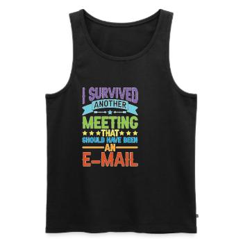 I Survived Another Meeting 80 - Men's Premium Organic Tank Top - black - Front - AI Model Male 178 light (178cm)