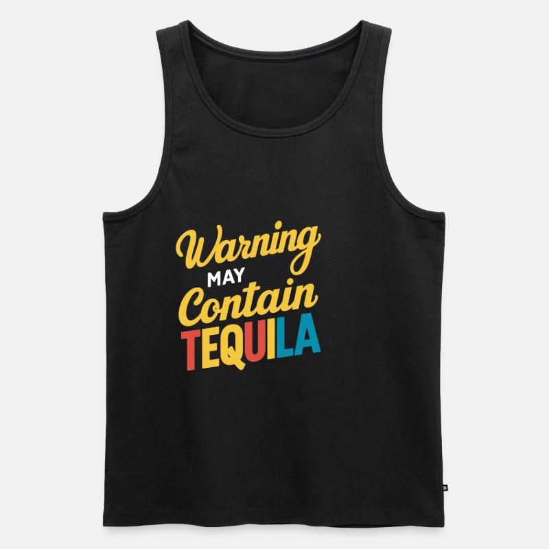 Warning May Contain Tequila 9 - Männer Premium Bio Tank Top - Schwarz