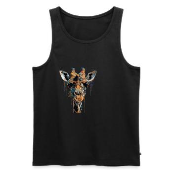Cool Sunglasses Giraffe Covered In Rainbow Paint - Men's Premium Organic Tank Top - black - Front - AI Model Male 178 light (178cm)
