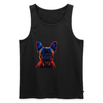 Red and Blue French Bulldog - Men's Premium Organic Tank Top - black - Front - Michal (187cm)