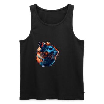 Hamster rouge et bleu : art animalier féroce et vif - Débardeur bio Premium Homme - noir - Devant - AI Model Male 178 light (178cm)