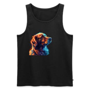Red and Blue Golden Retriever Fierce - Men's Premium Organic Tank Top - black - Front - Michal (187cm)