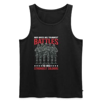 God Gives His Toughest Battles To His Strongest 12 - Men's Premium Organic Tank Top - black - Front - AI Model Male 178 light (178cm)