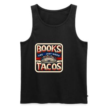 Les livres ne sont que des tacos de mots 15 - Débardeur bio Premium Homme - noir - Devant - Michal (187cm)