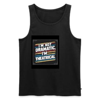 Je ne suis pas dramatique, je suis théâtral 57 - Débardeur bio Premium Homme - noir - Devant - AI Model Male 178 light (178cm)