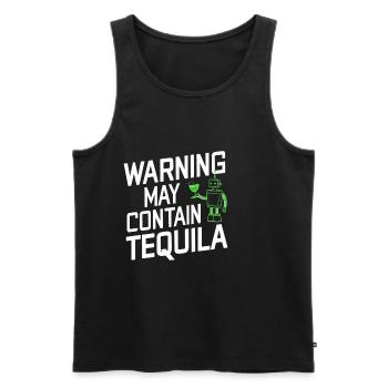 Warning May Contain Tequila 18 - Men's Premium Organic Tank Top - black - Front - Michal (187cm)