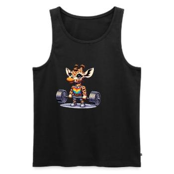 Cool Giraffe Deadlifting In The Gym - Männer Premium Bio Tank Top - Schwarz - Vorne - Michal (187cm)