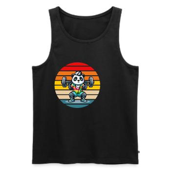 Cool Rainbow Panda Squatting In The Gym - Männer Premium Bio Tank Top - Schwarz - Vorne - Michal (187cm)