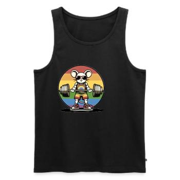Cool Rainbow Mouse Lifting In The Gym - Men's Premium Organic Tank Top - black - Front - Michal (187cm)