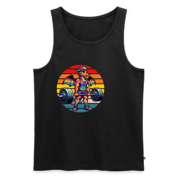 Strong Muscular Rainbow Dragon Lifting - Männer Premium Bio Tank Top - Schwarz - Vorne - AI Model Male 178 light (178cm)