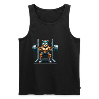 Strong Bear Squatting in the Gym - Men's Premium Organic Tank Top - black - Front - AI Model Male 178 light (178cm)
