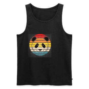 Vintage Sunset Panda Rétro - Débardeur bio Premium Homme - noir - Devant - Michal (187cm)