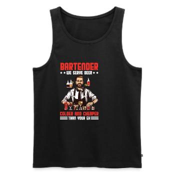 Bartender, We Serve Beer Colder Than Your Ex - Männer Premium Bio Tank Top - Schwarz - Vorne - Michal (187cm)