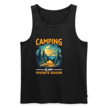 Le camping est ma saison 2 préférée - Débardeur bio Premium Homme - noir - Devant - Michal (187cm)
