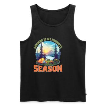 Le camping est ma saison préférée - Débardeur bio Premium Homme - noir - Devant - Michal (187cm)