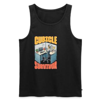 Cubicle Survivor - Men's Premium Organic Tank Top - black - Front - AI Model Male 178 light (178cm)