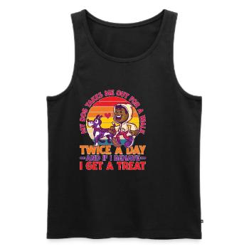 Dog Walks Me Twice Daily, Behave for Treat - Männer Premium Bio Tank Top - Schwarz - Vorne - Michal (187cm)