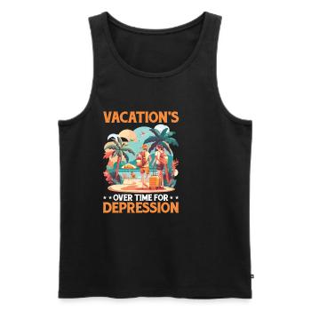Vacation's Over Time For Depression 2 - Men's Premium Organic Tank Top - black - Front - AI Model Male 178 light (178cm)