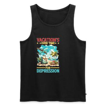 Vacation's Over Time For Depression - Men's Premium Organic Tank Top - black - Front - Michal (187cm)