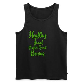 Les aliments sains construisent un excellent cerveau - Débardeur bio Premium Homme - noir - Devant - AI Model Male 178 light (178cm)