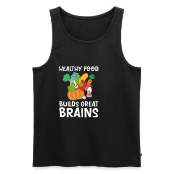 Healthy Foods Build Great Brains 2 - Men's Premium Organic Tank Top - black - Front - AI Model Male 178 light (178cm)