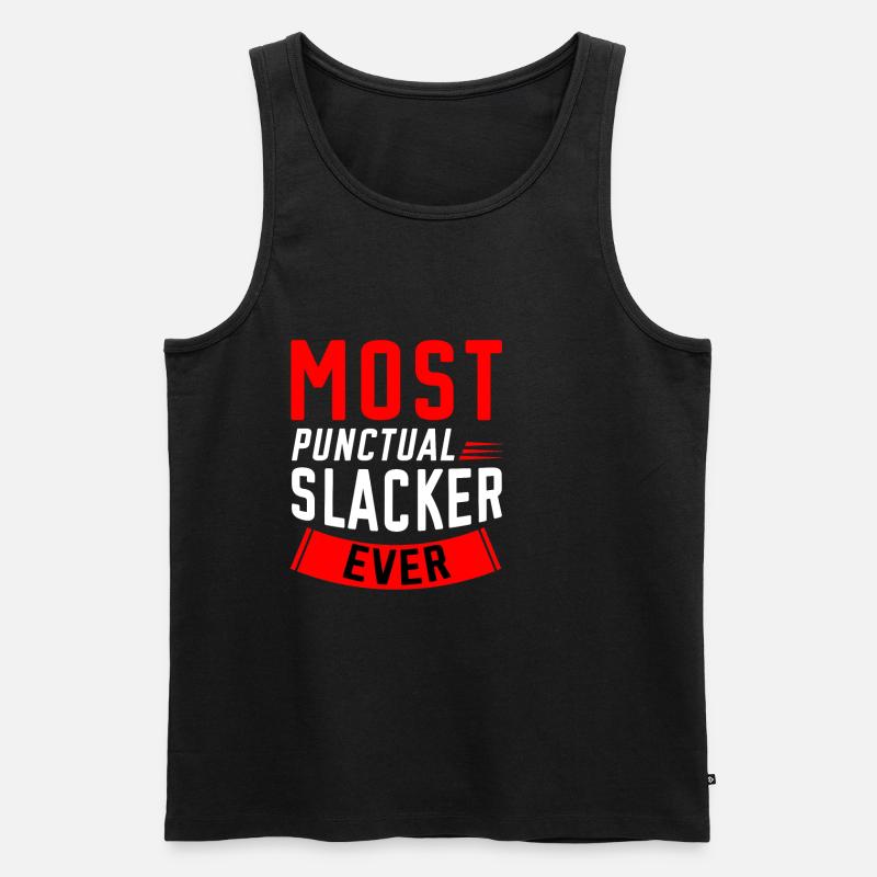 Most Punctual Slacker Ever 2 - Männer Premium Bio Tank Top - Schwarz