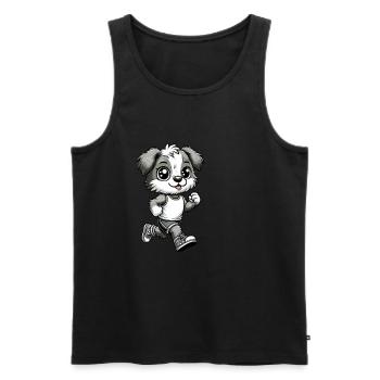 Cute Marathon Runner Dog - Männer Premium Bio Tank Top - Schwarz - Vorne - AI Model Male 178 light (178cm)