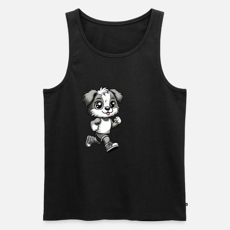 Cute Marathon Runner Dog - Männer Premium Bio Tank Top - Schwarz